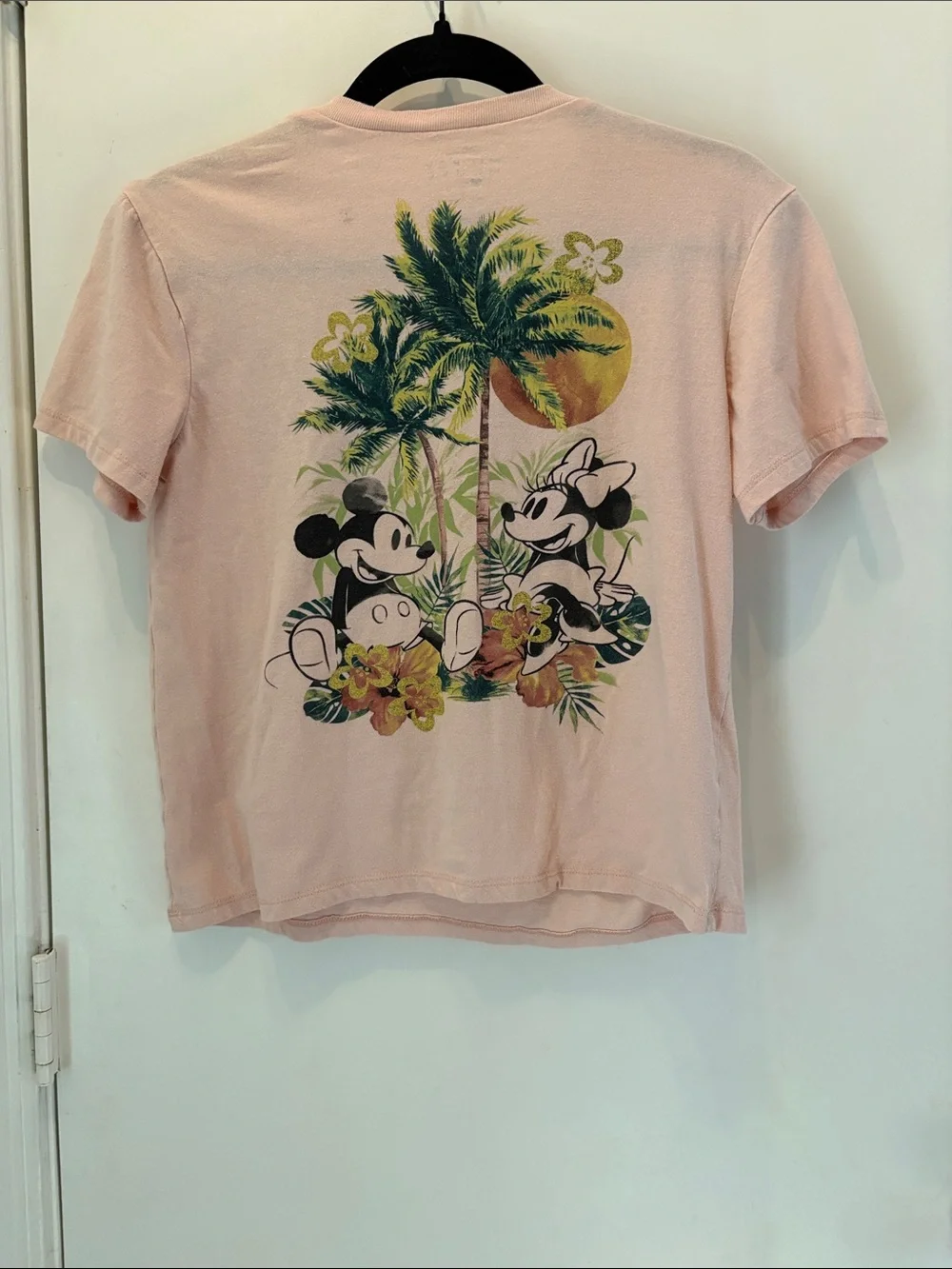Disney Light Pink Mickey & Minnie Tropical Pocket Graphic Tee